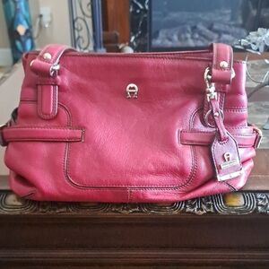 Etienne Aigner Rich Red Leather Shoulder Bag